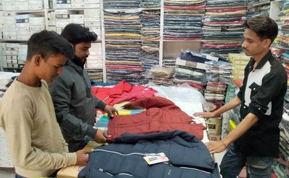 Winter is knocking... the market of warm clothes is decorated