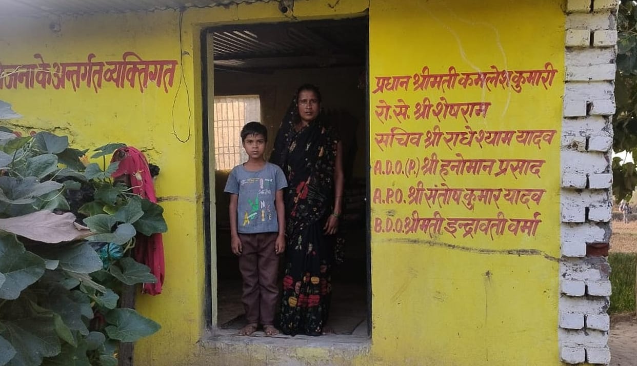 Ram Bujhart's wife is living in a cattle shed.