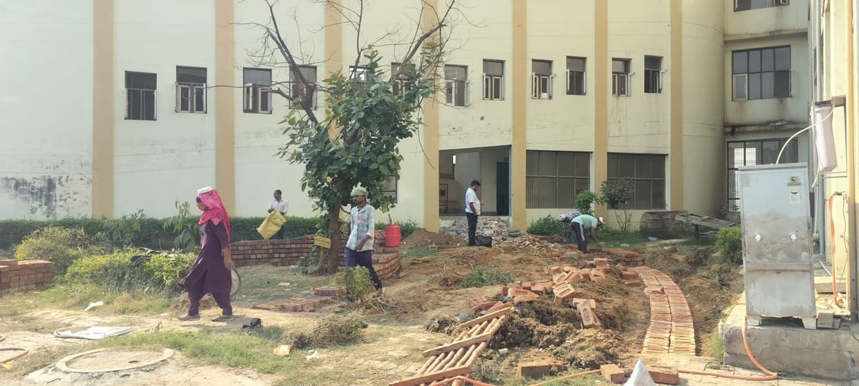 Work has begun to create an ambulance path to the gynecology ward of the hospital.