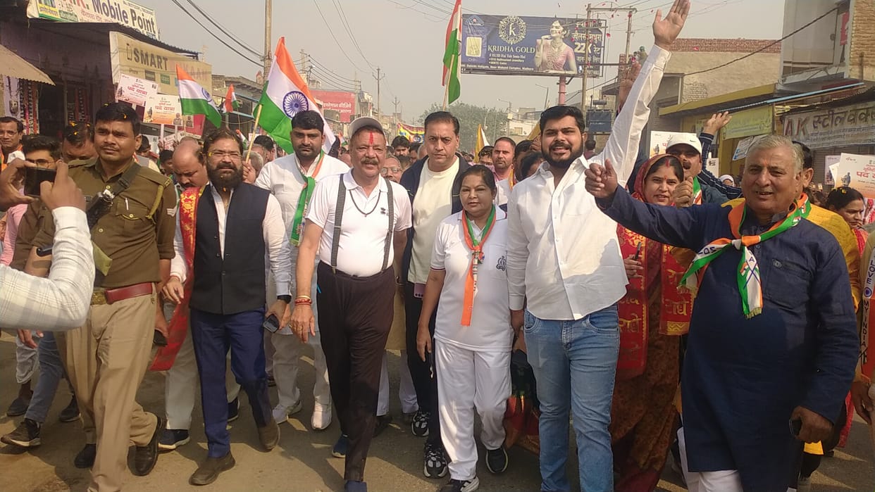 Baldev was illuminated with the tricolor during the Run for Unity.