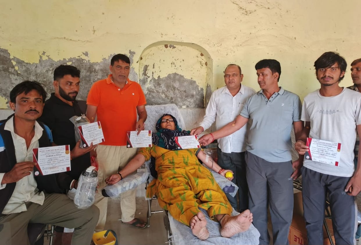 Men and women donated blood in the camp.