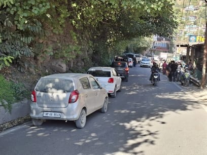 Vehicles crawled for two hours due to road blockage.