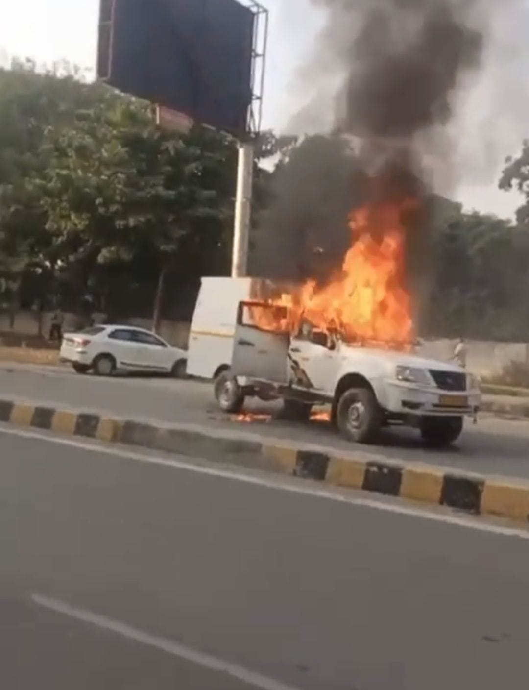 A short circuit caused a fire in the van, and the cash was safely removed.
