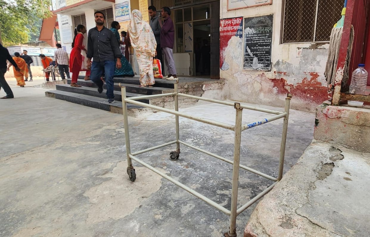 Patients at the district hospital rely on broken wheelchairs and stretchers