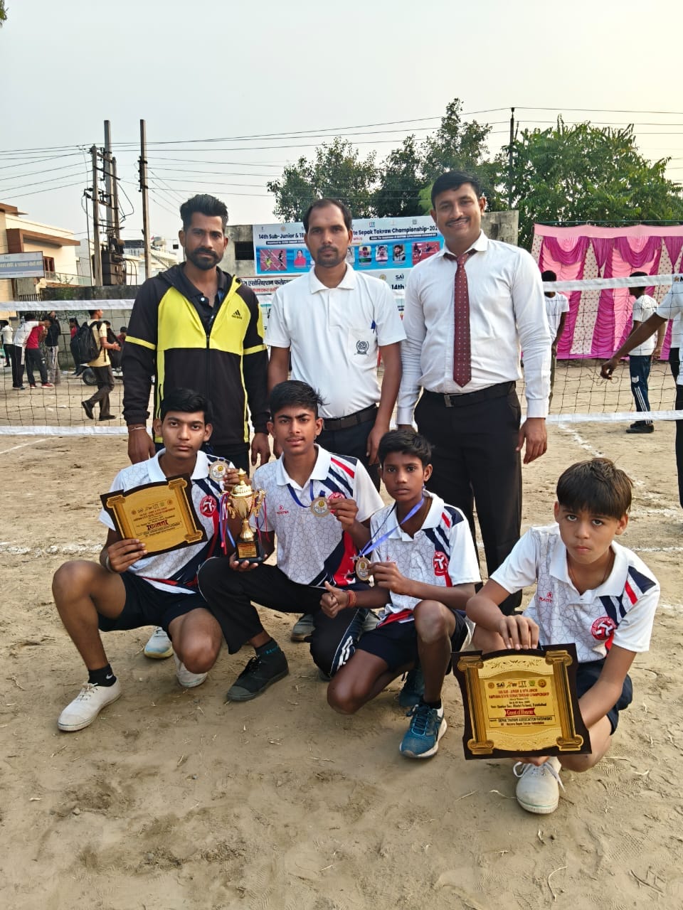 Rewari won silver medal in state level sepak takraw competition