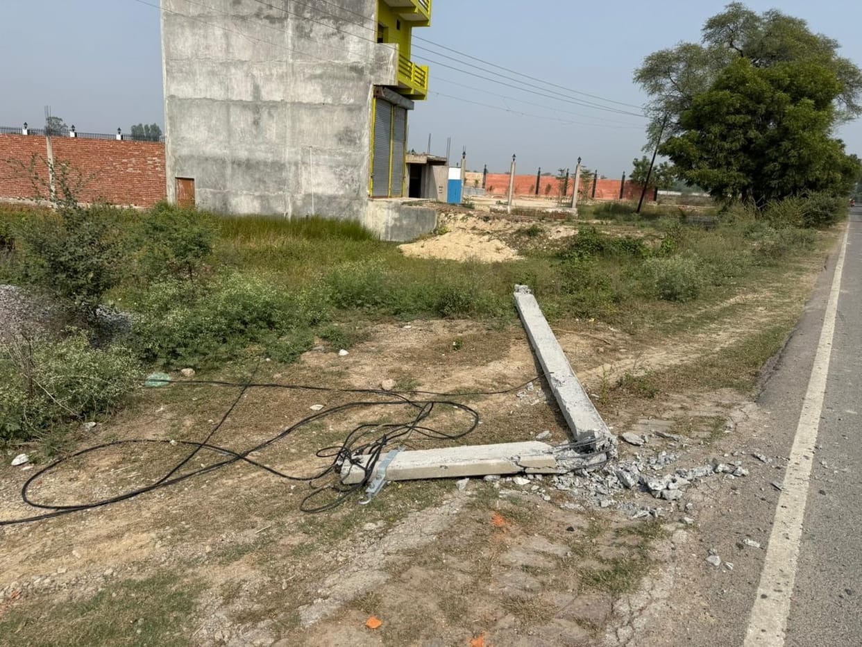 Dumper truck breaks eight poles, power outage for 18 hours