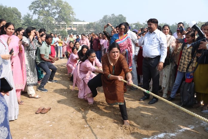 Commerce A team won the tug of war and Komal won the triple jump.