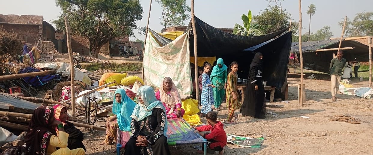 The process of evicting the encroachers from the cremation ground has stopped.