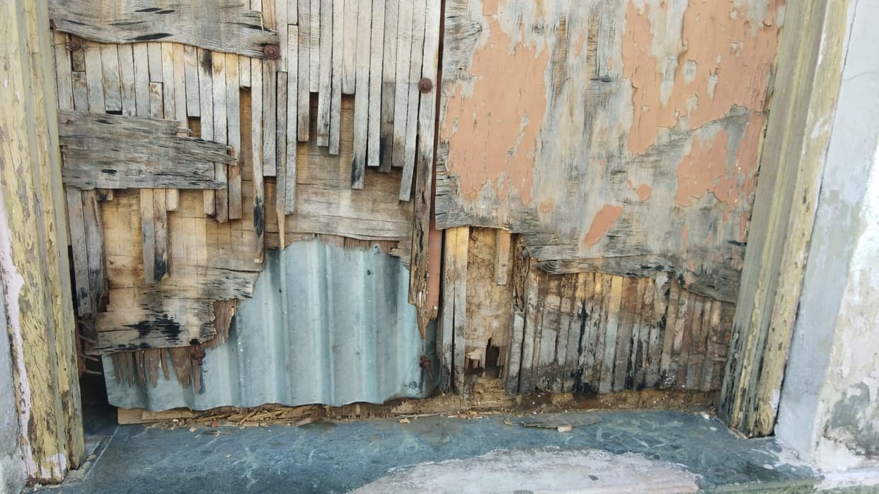 Broken counters and dilapidated offices tell a tale