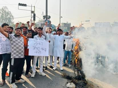 A funeral procession was taken out and the effigy of the contract system was burnt.
