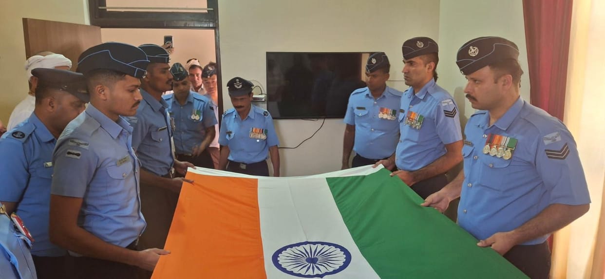 The Air Force soldier was given a final farewell with military honours in village Nangal Mala