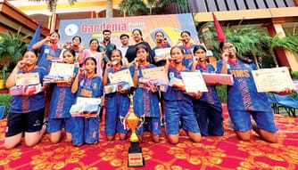 Harmilap School defeated DAV in the volleyball tournament.