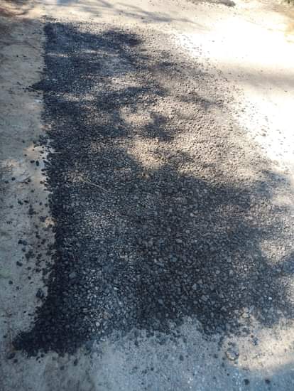 Road crumbling during repair, villagers angry