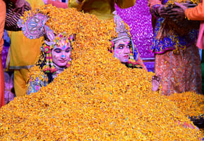 Holi of flowers celebrated at Siddheshwar Mahadev Temple