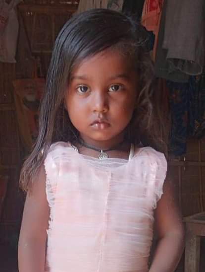 A three-year-old girl playing near her home was carried away by a wolf.