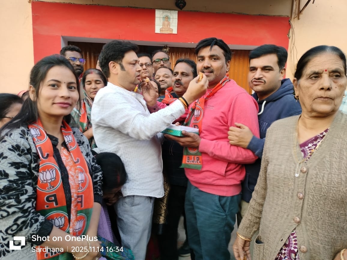 BJP workers celebrate massive victory in Bihar