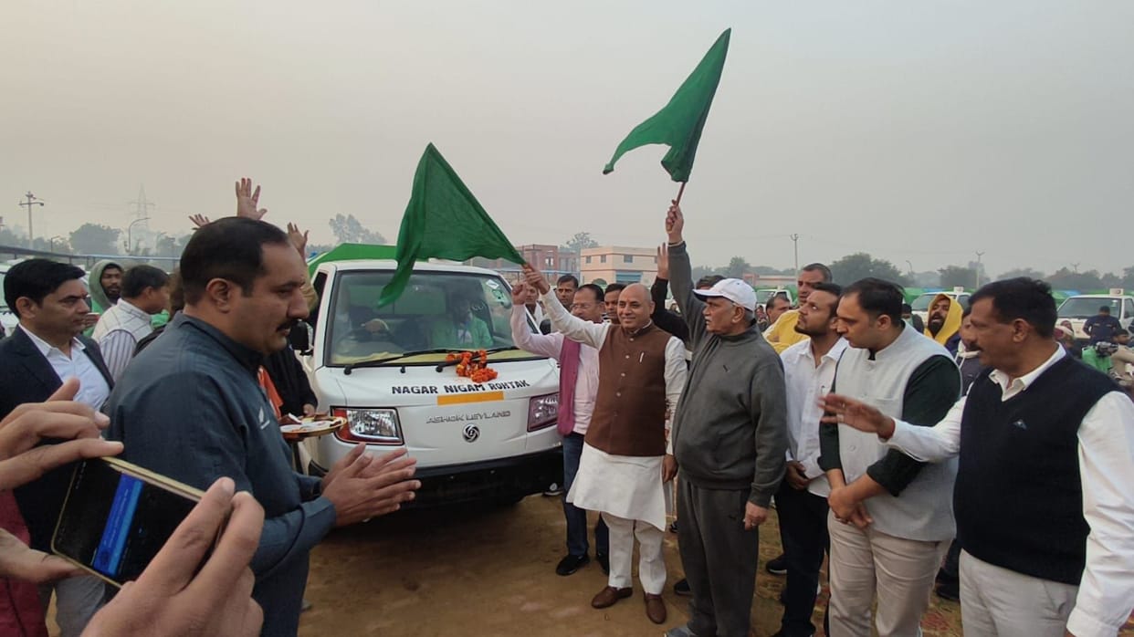 Vehicles carrying garbage from homes were flagged off.