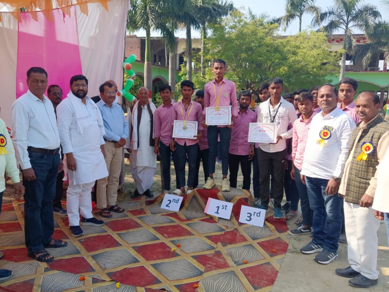 Participants of block level sports competition were awarded.