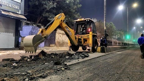 The road at Holi Gate was dug up to build a heritage road.
