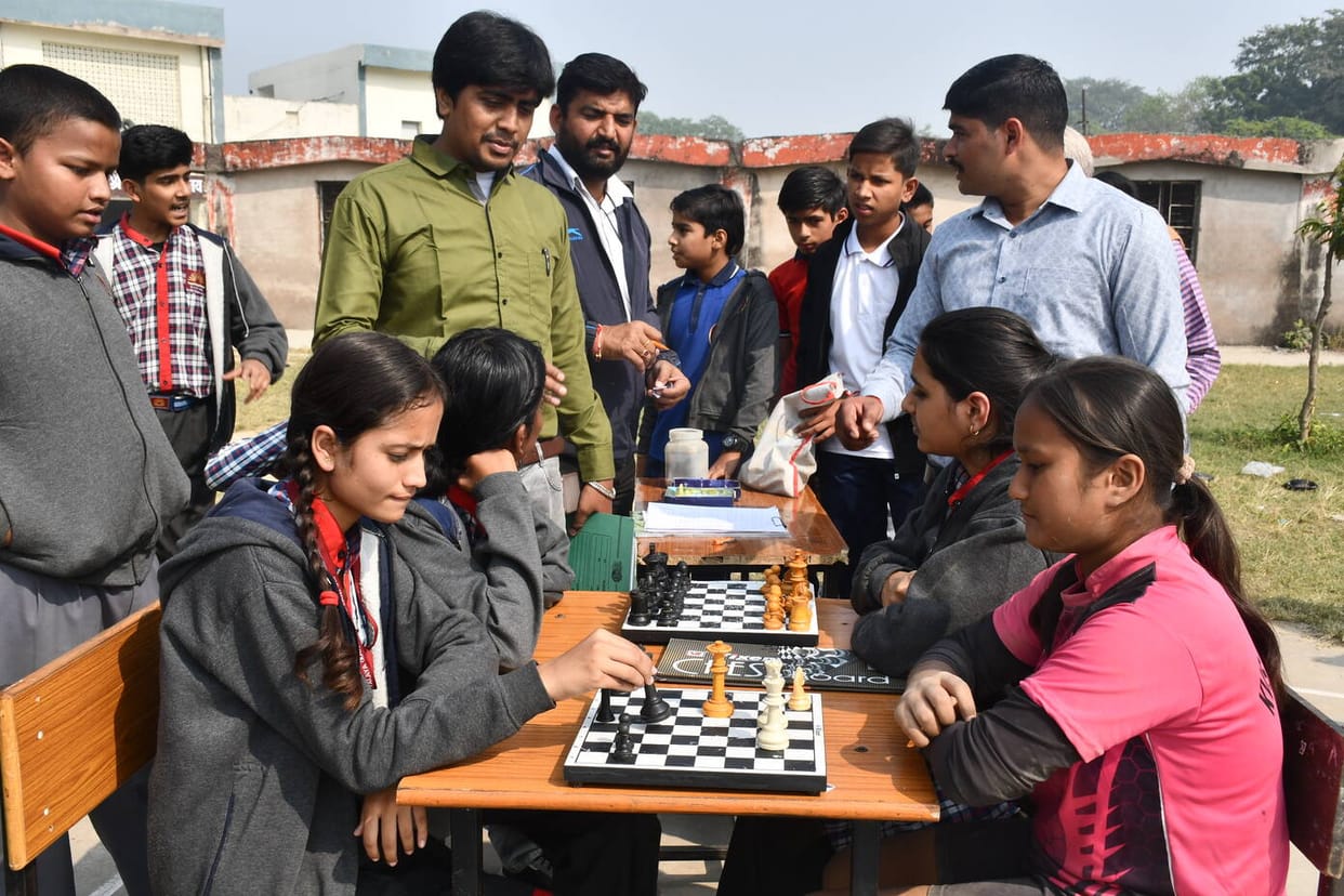 Karan and Manya finished first in the under-17 category of the chess competition.