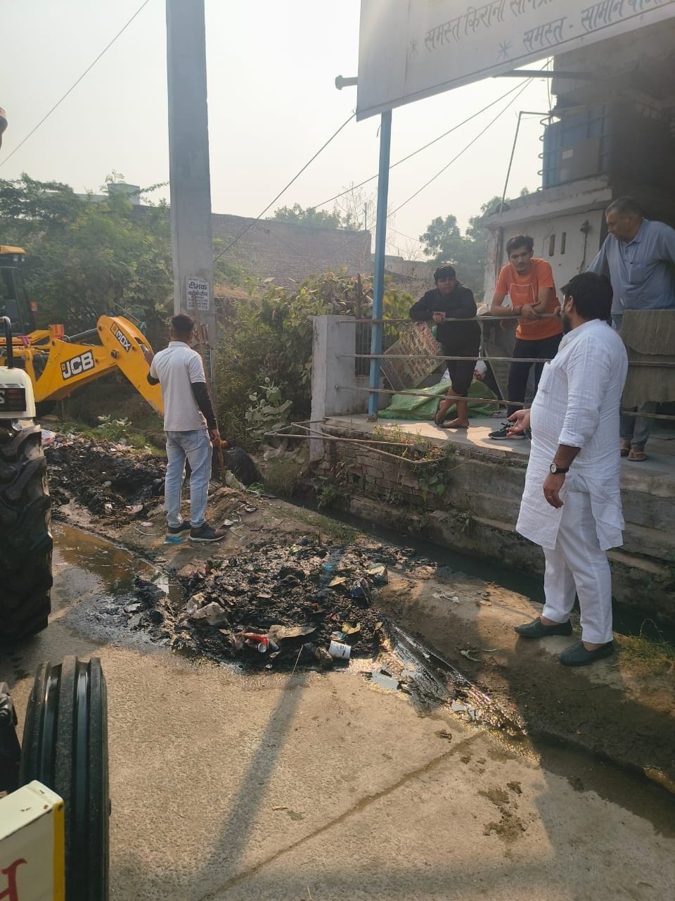 Cleaning of drains started in Ward 10 to drain out water.