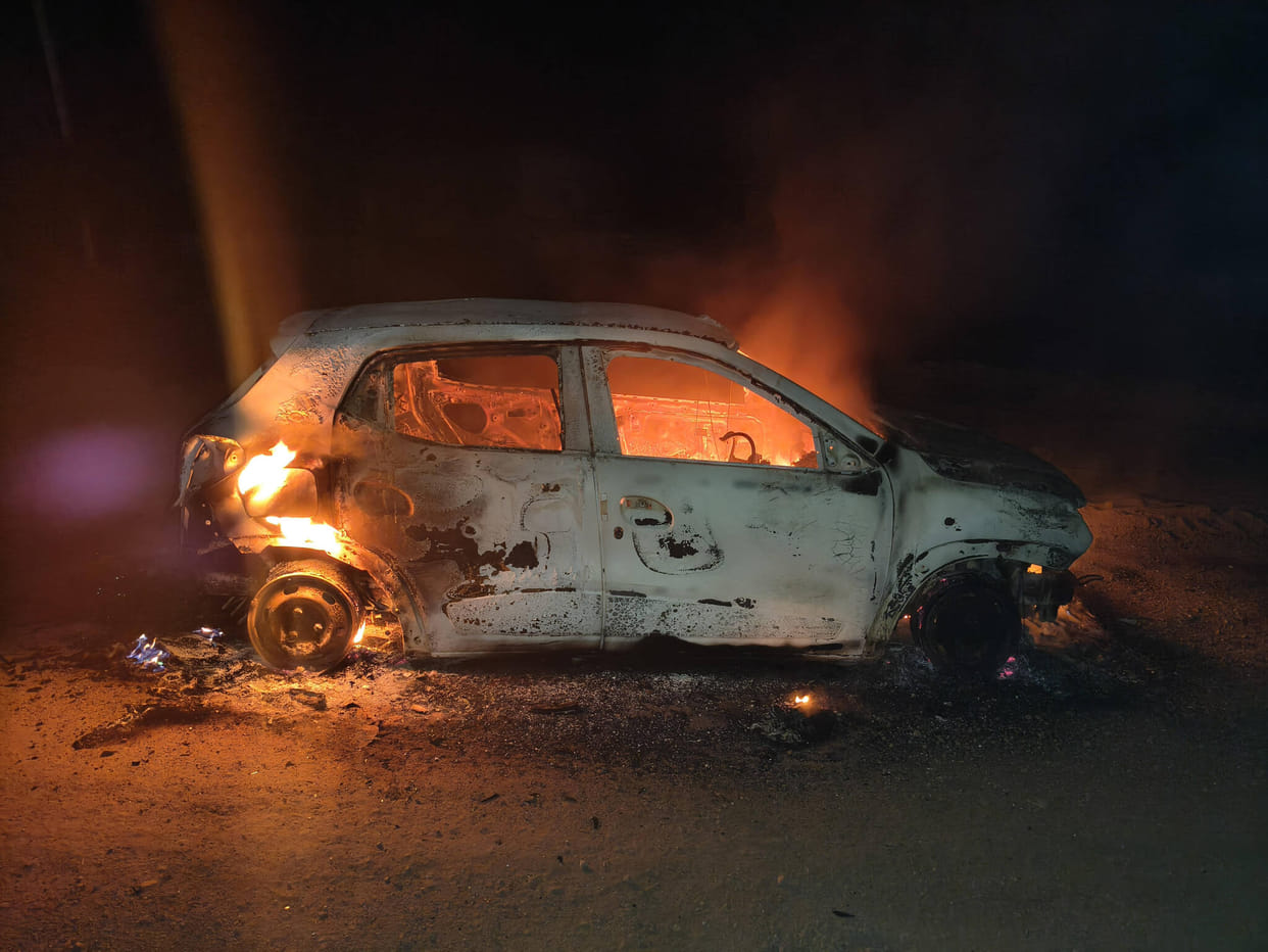 Moving car catches fire in Rohtak, driver and owner narrowly escape