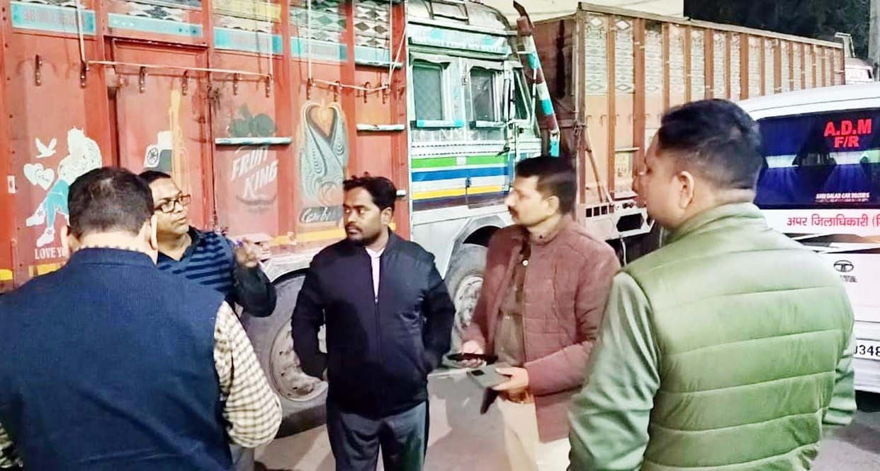 ADM led a checking drive, four overloaded trucks were seized.
