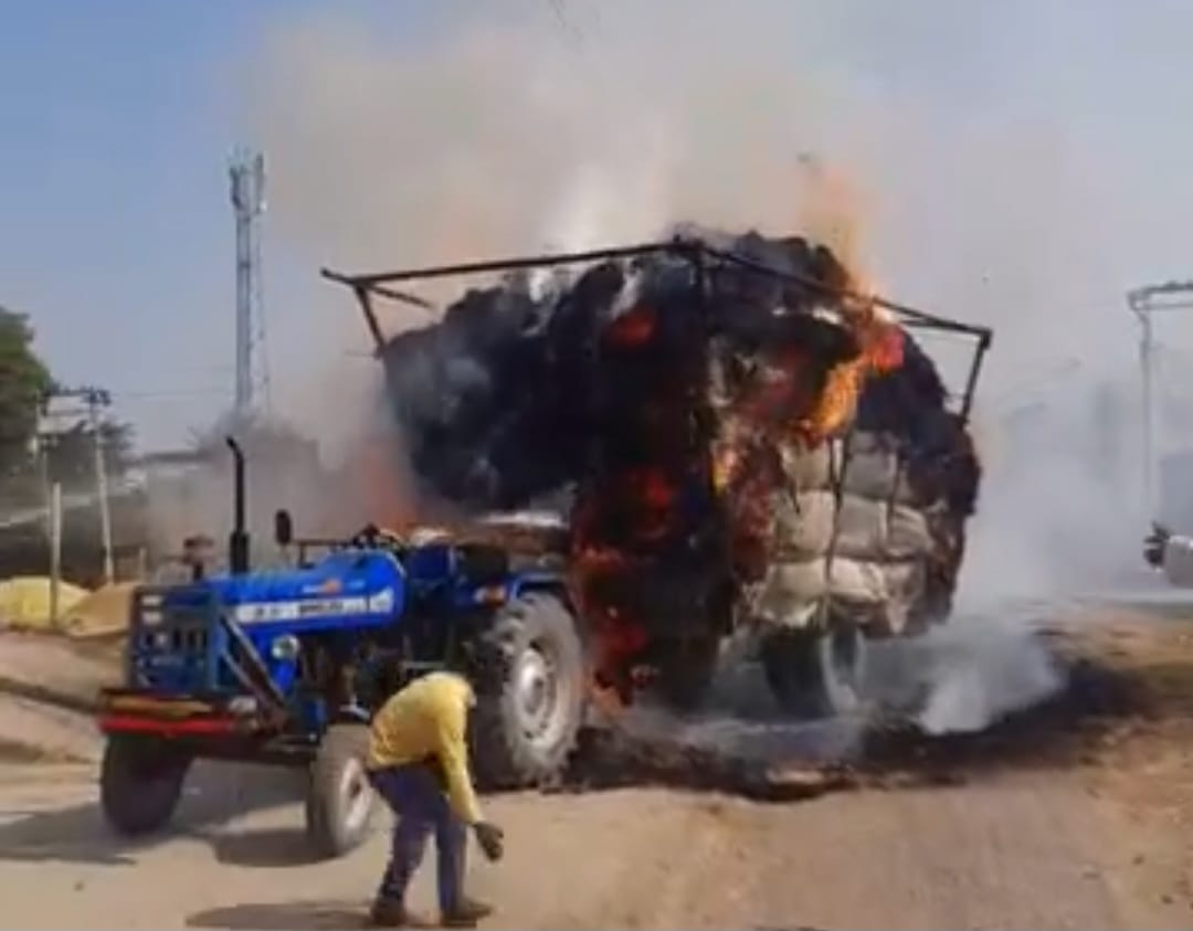 A moving trolley caught fire in Pali village