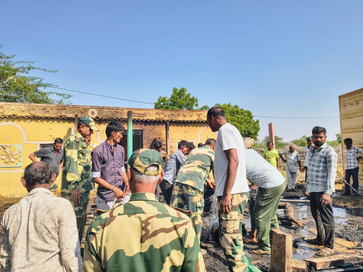 A fire broke out in a residential house in the border village of Kelnor, BSF jawans brought it under control