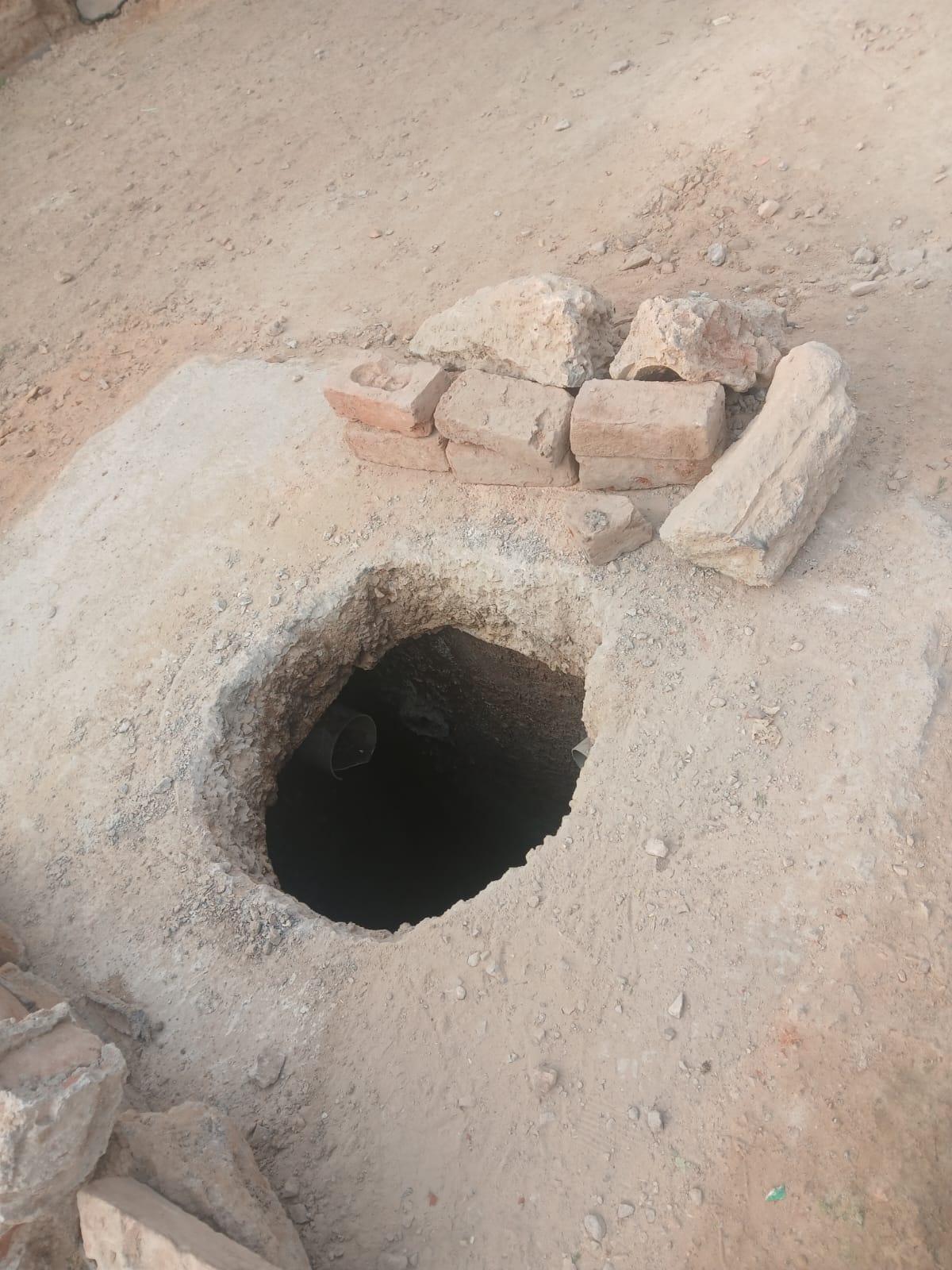 Five sewer manhole covers were broken due to the pressure of heavy vehicles on the under-construction Dinod Road.