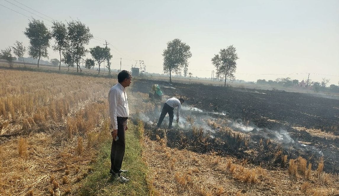 Cases of burning of paddy residue are not stopping in the district