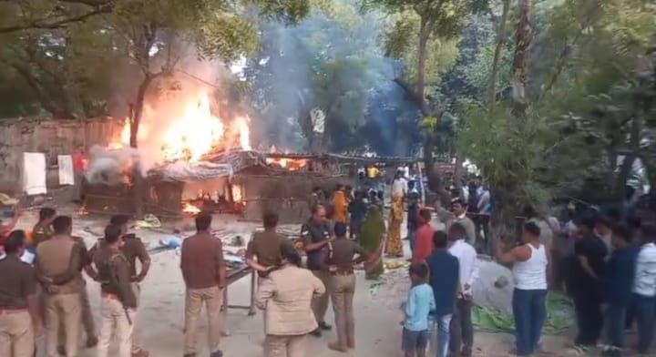 Chaos and arson erupted when the revenue team arrived to remove encroachments