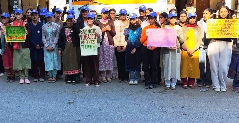A rally was taken out in the Chaupal with the message of staying away from tobacco.