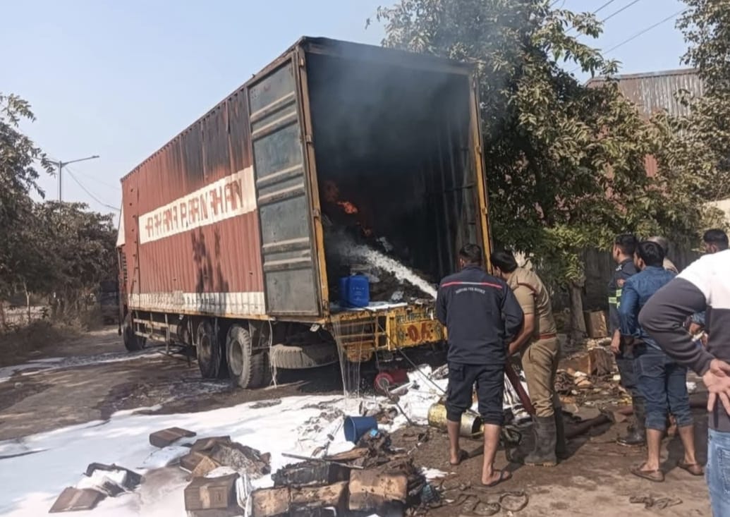 Fire breaks out in a battery container