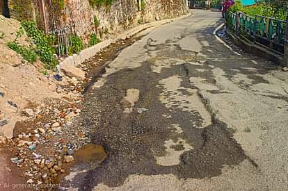Kitabghar-Motilal Nehru Marg is full of potholes