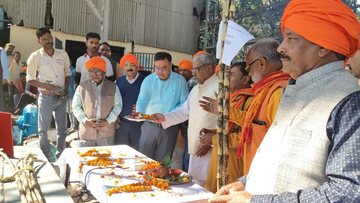 Sugarcane crushing begins at Shravasti sugar mill