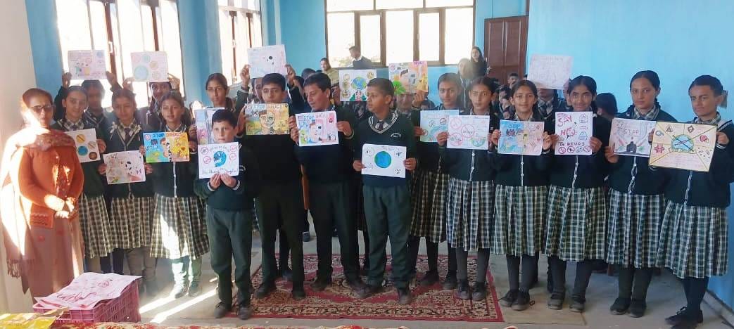 Children were sworn in at the Chaupal to stay away from drugs.