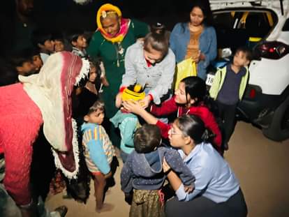 Warm clothes and stationery items were distributed to the children.