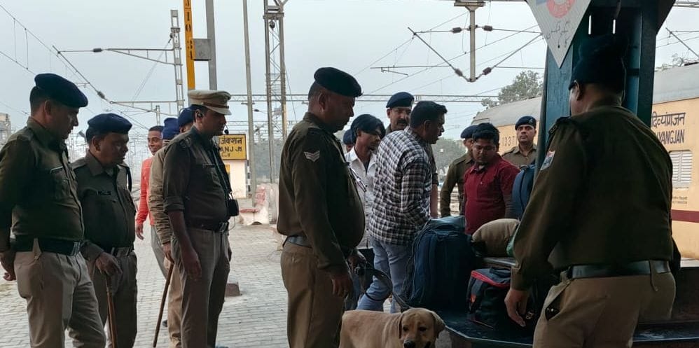 Railway Protection Force conducted a foot march at the junction.