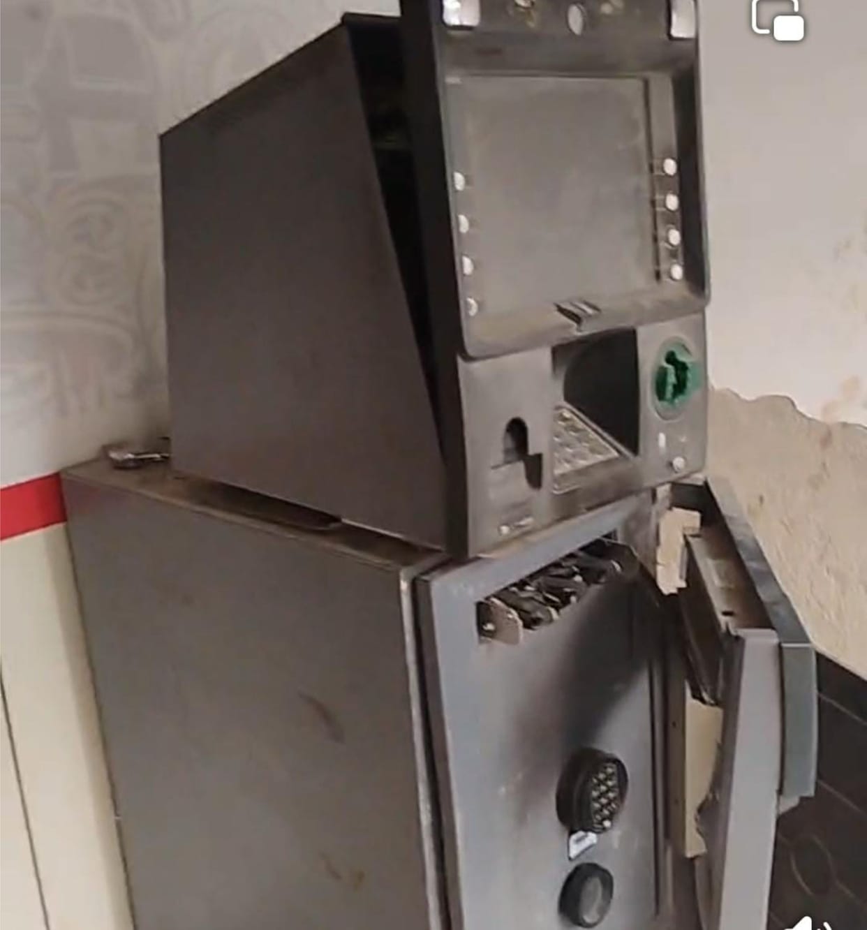 A van arriving to deposit cash found the ATM broken, raising suspicion of sabotage.