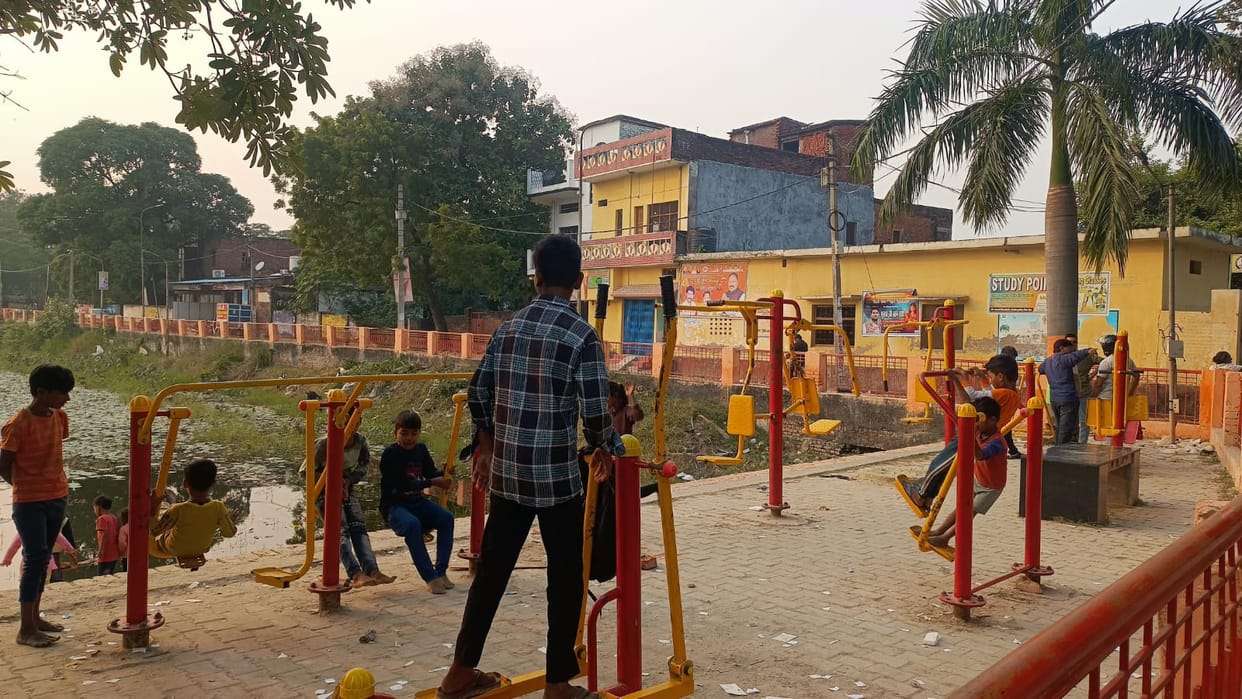Space is being marked for three open gyms