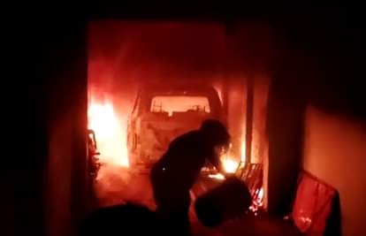 A massive fire broke out in the tent house warehouse.