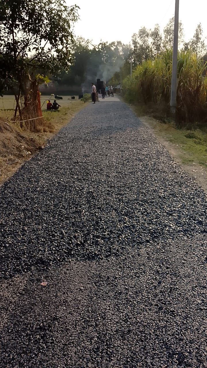 Construction of Kharkhadapurwa road, which was uprooted within a week of its construction, has resumed.