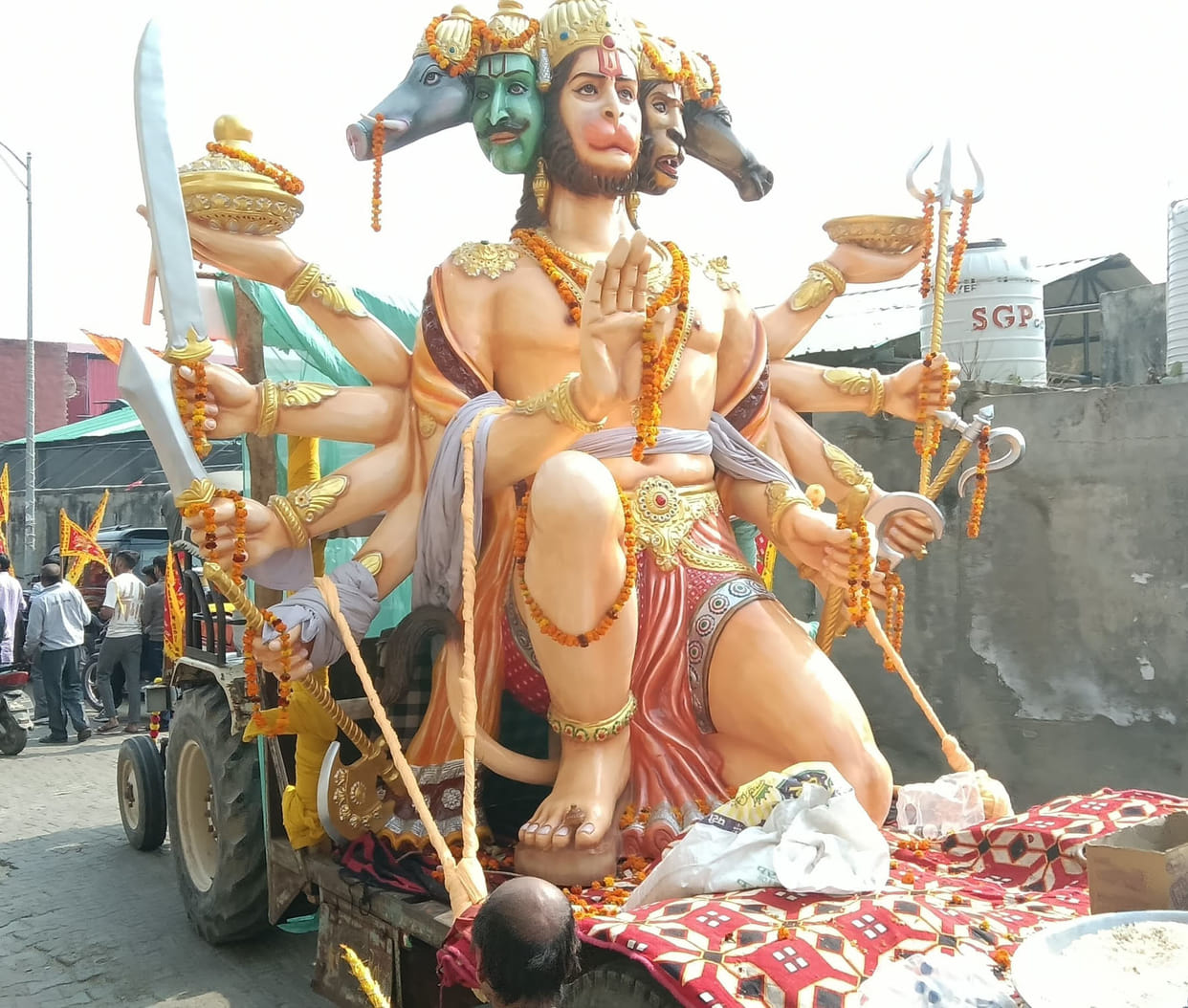 The consecration of the 21-foot-tall Hanuman statue at Rambagh in Kalayat.