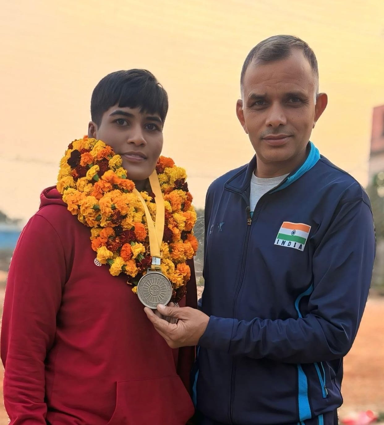 Pritam was welcomed after returning from winning gold in the national wrestling competition.