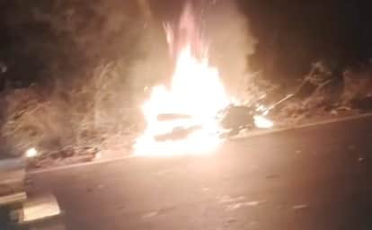 Bike catches fire after collision with bus, youth injured