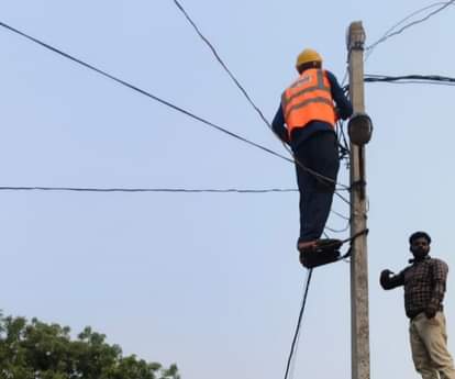 After the villagers protested, the wires passing over the school were repaired.