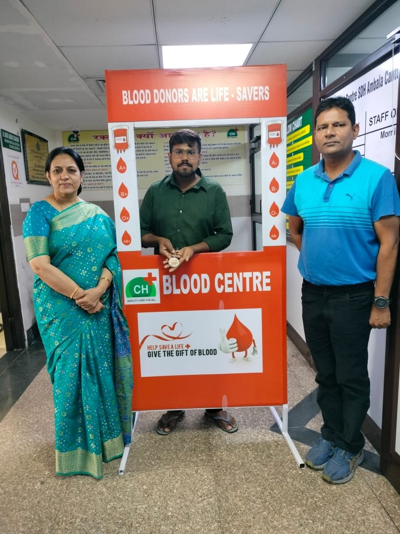 Selfie corner for blood donors in blood bank