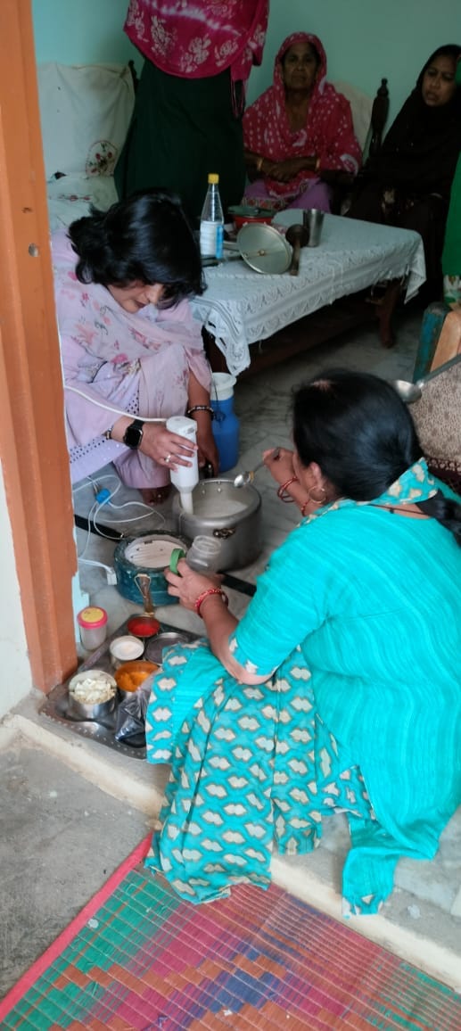 Neelam Sood of Ambota is making pickle of turmeric, mushroom, peas and bitter gourd.