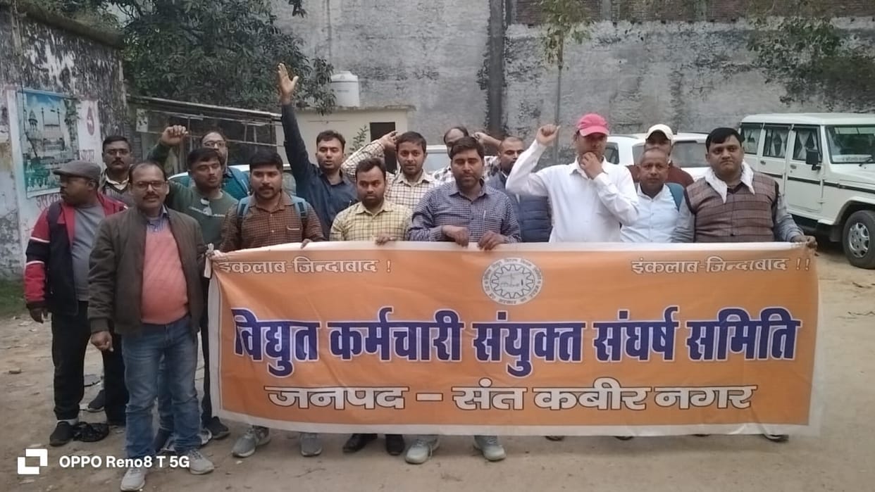 Electricity workers staged a sit-in protest against privatisation.